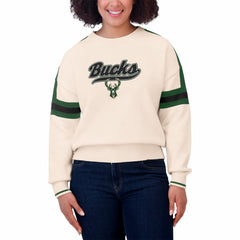 Milwaukee Bucks WEAR by Erin Andrews Women's Stripe Pullover Sweater - Cream cheap