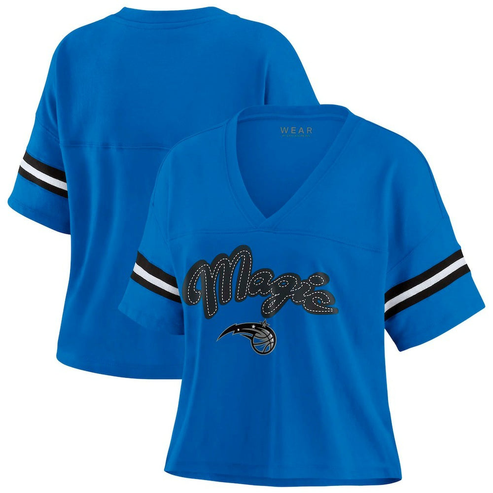 Orlando Magic WEAR by Erin Andrews Women's Color Block Boxy V-Neck T-Shirt - Blue outlet