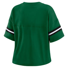 Milwaukee Bucks WEAR by Erin Andrews Women's Color Block Boxy V-Neck T-Shirt - Hunter Green discount