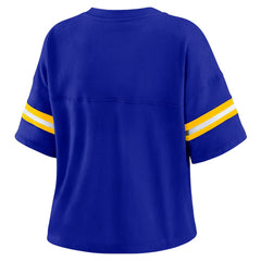 Golden State Warriors WEAR by Erin Andrews Women's Plus Size Color Block Boxy V-Neck T-Shirt sale - Royal online