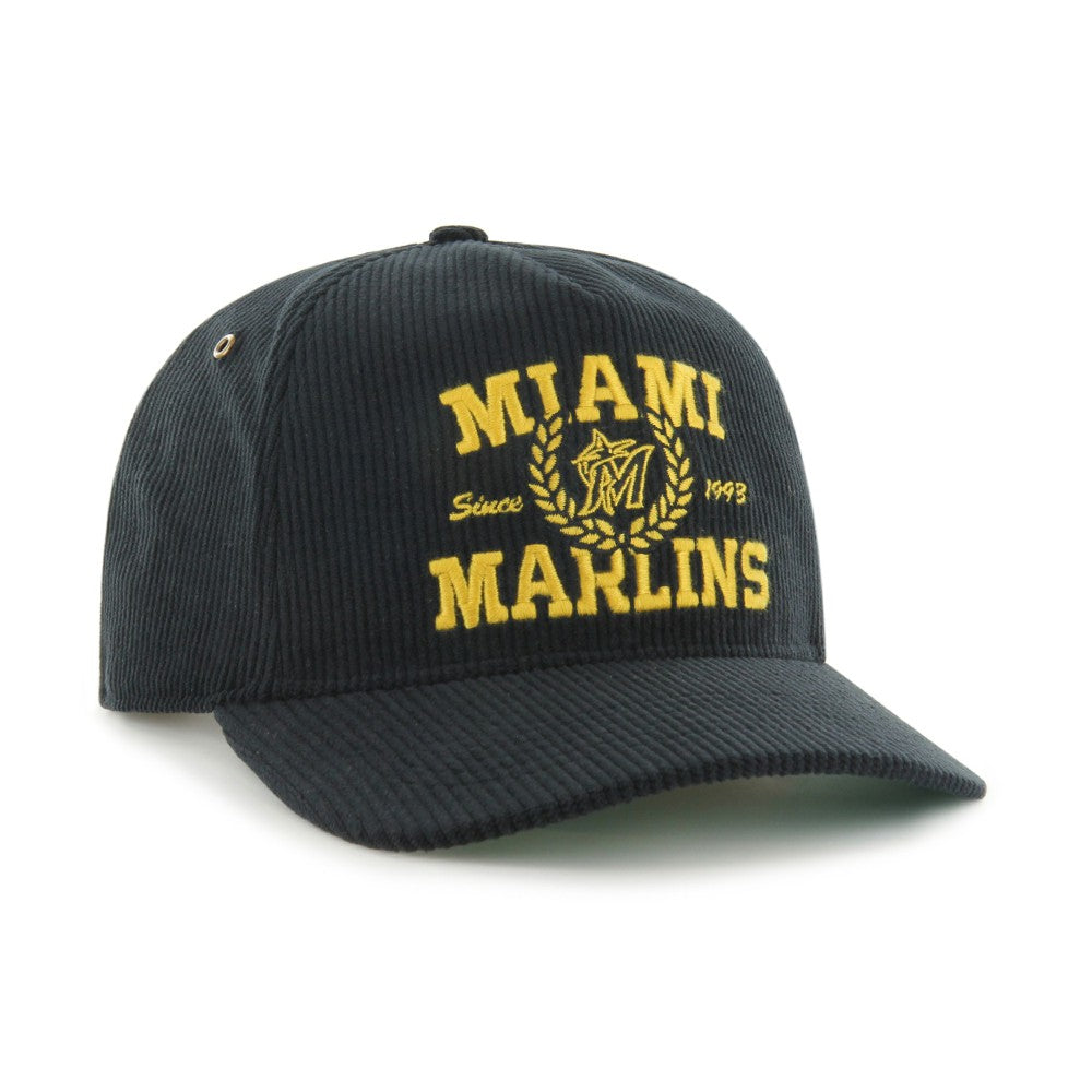 Miami Marlins Laurus Corduroy Hitch Snapback Hat - Black | 47 brand