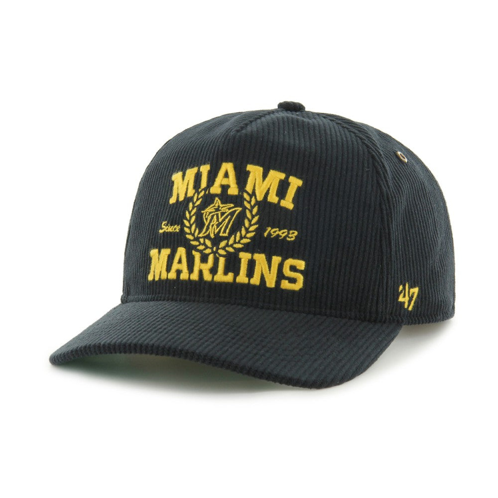 Miami Marlins Laurus Corduroy Hitch Snapback Hat - Black | 47 brand