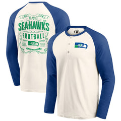 Seattle Seahawks Darius Rucker Collection Raglan Henley Long Sleeve T-Shirt - Cream/Royal discount
