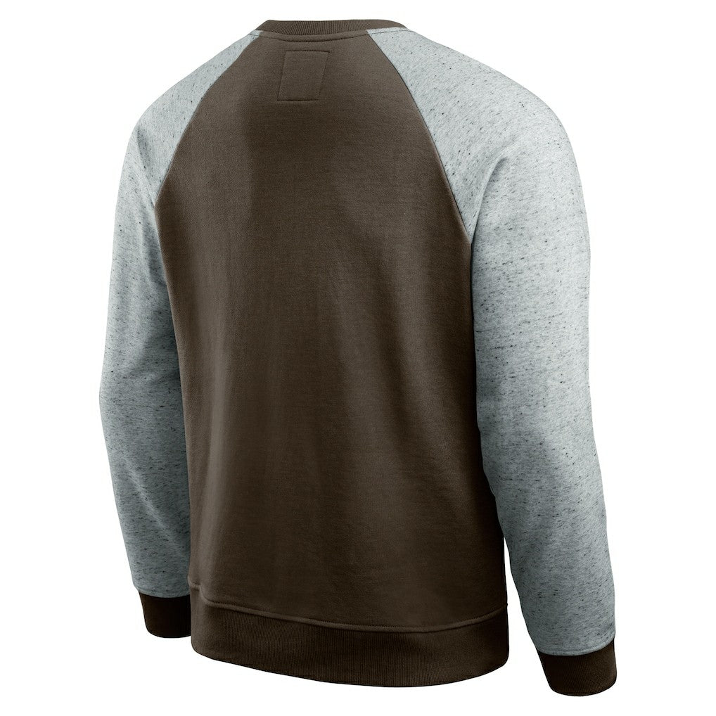 Cleveland Browns Darius Rucker Collection Colorblock Pullover Sweatshirt - Brown/Heather Gray sale