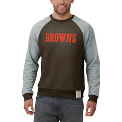 Cleveland Browns Darius Rucker Collection Colorblock Pullover Sweatshirt - Brown/Heather Gray sale