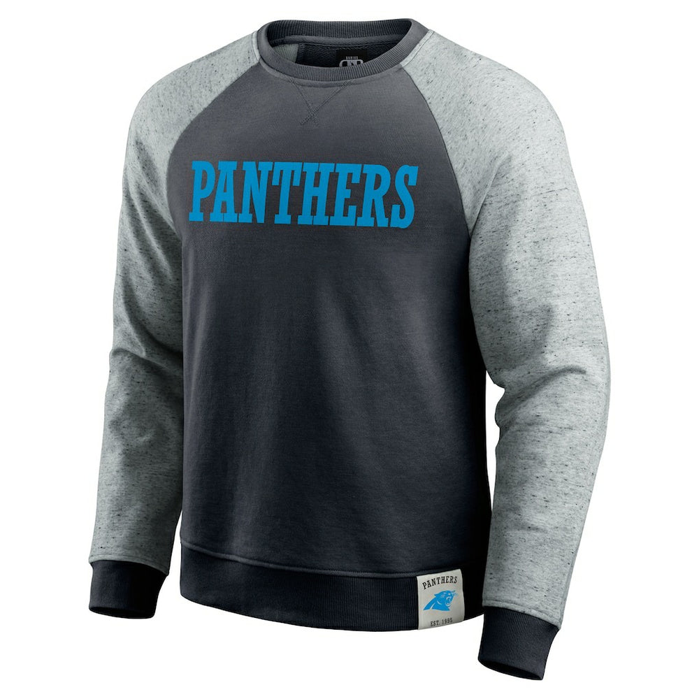 Carolina Panthers Darius Rucker Collection Colorblock Pullover Sweatshirt - Black/Heather Gray online