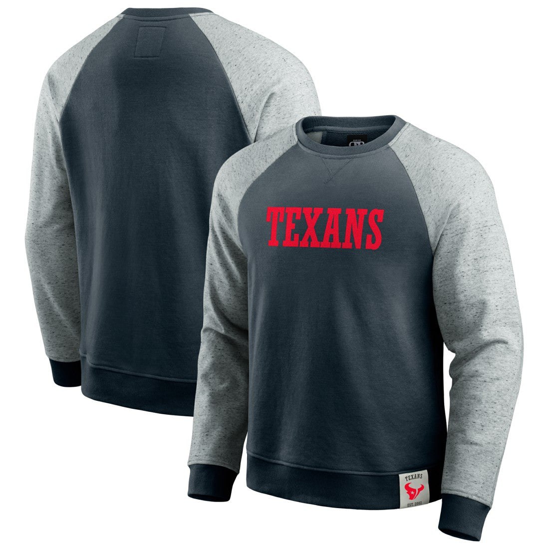 Houston Texans Darius Rucker Collection Colorblock Pullover Sweatshirt - Navy/Heather Gray for sale