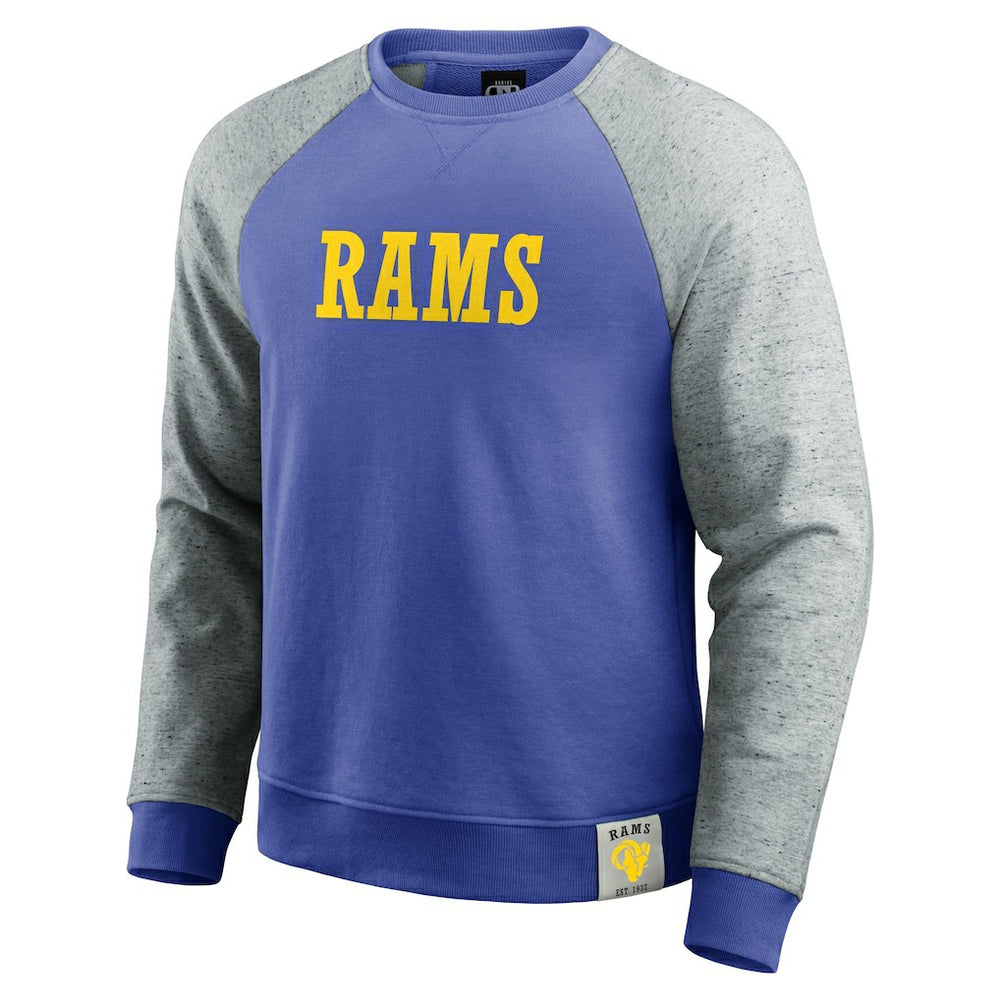 Los Angeles Rams Darius Rucker Collection Colorblock Pullover Sweatshirt - Royal/Heather Gray on sale