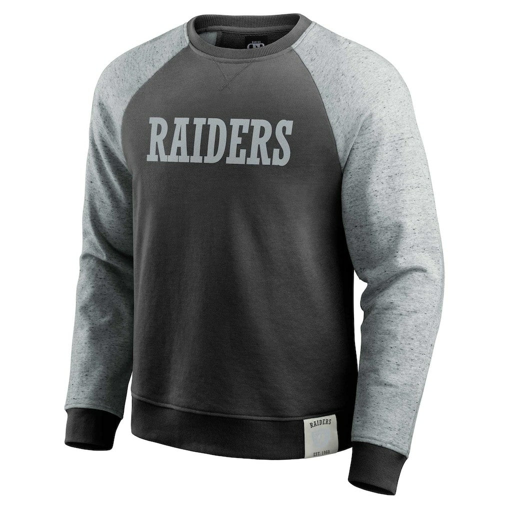Las Vegas Raiders Darius Rucker Collection Colorblock Pullover Sweatshirt - Black/Heather Gray outlet