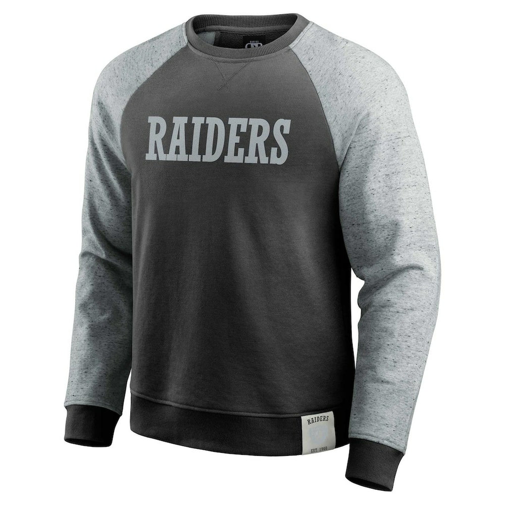 Las Vegas Raiders Darius Rucker Collection Colorblock Pullover Sweatshirt - Black/Heather Gray outlet