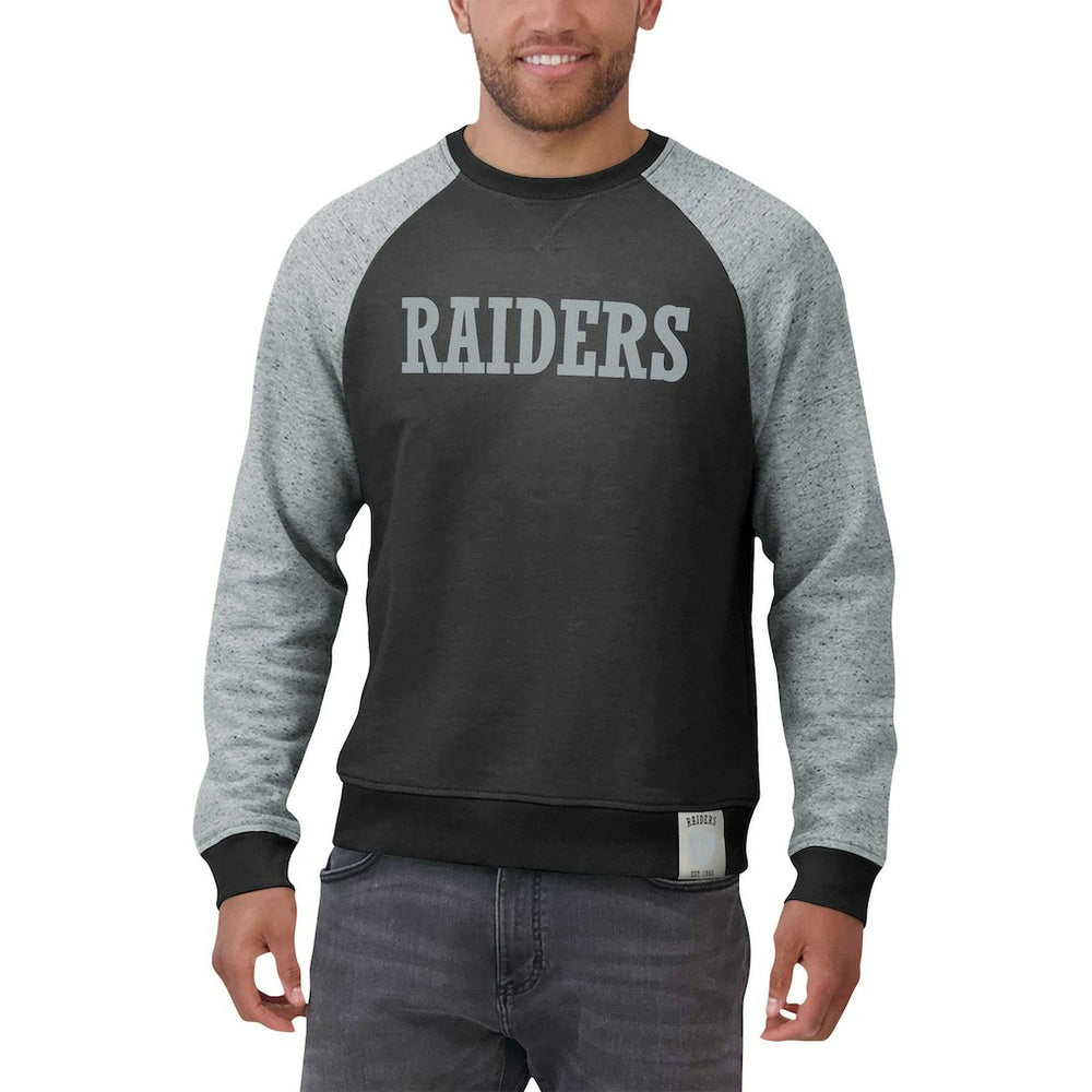 Las Vegas Raiders Darius Rucker Collection Colorblock Pullover Sweatshirt - Black/Heather Gray outlet