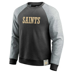 New Orleans Saints Darius Rucker Collection Colorblock Pullover Sweatshirt - Black/Heather Gray cheap