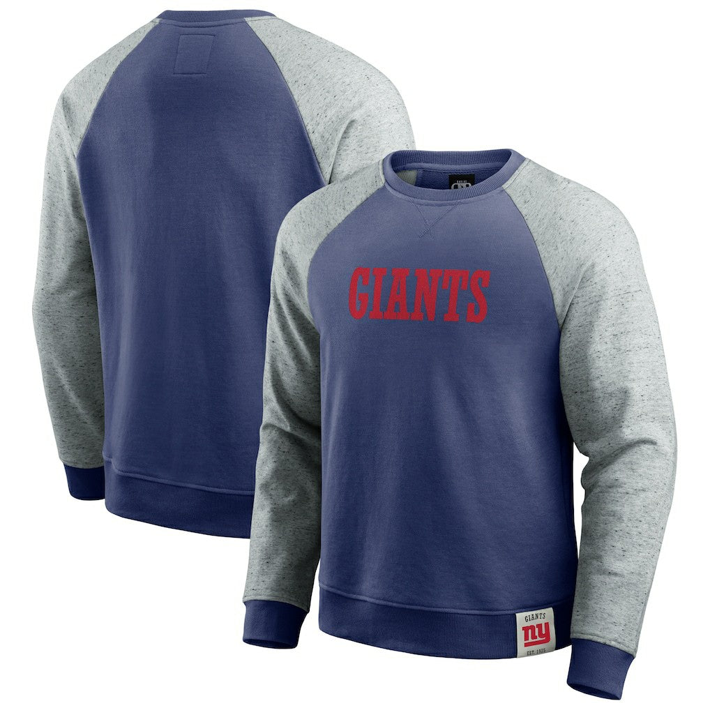 New York Giants Darius Rucker Collection Colorblock Pullover Sweatshirt - Royal/Heather Gray sale