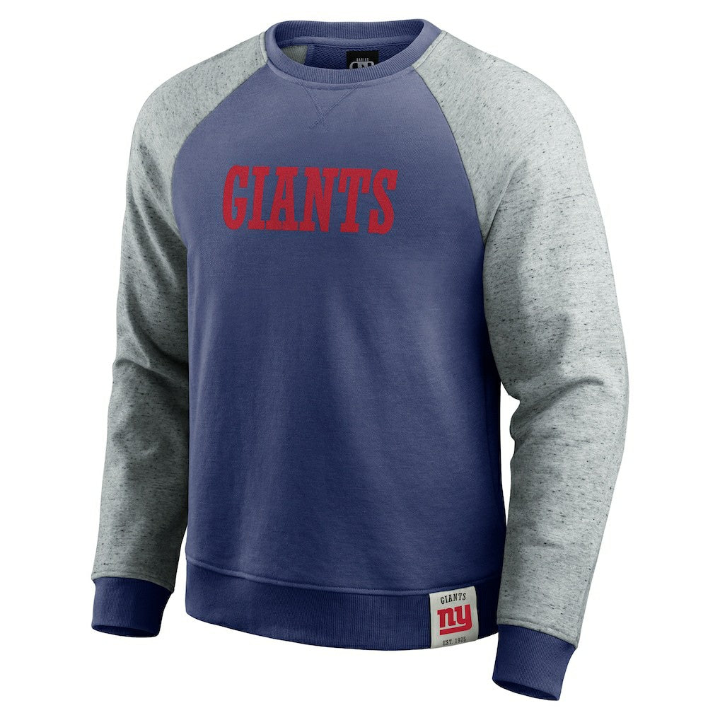 New York Giants Darius Rucker Collection Colorblock Pullover Sweatshirt - Royal/Heather Gray sale