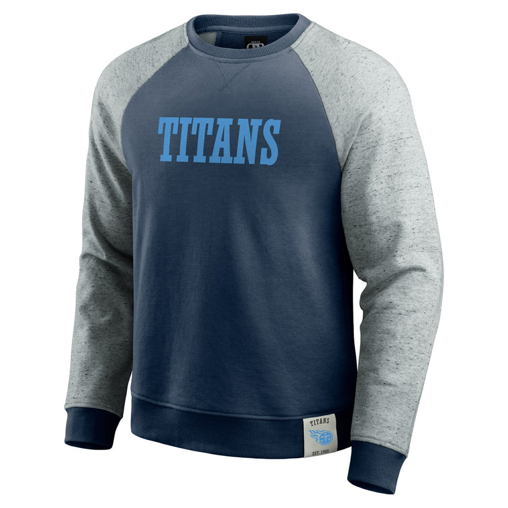 Tennessee Titans Darius Rucker Collection Colorblock Pullover Sweatshirt - Navy/Heather Gray for sale