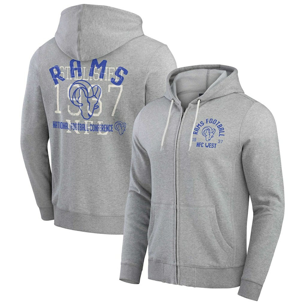 Los Angeles Rams Darius Rucker Collection Vintage Stripe Full-Zip Hoodie - Heather Gray cheap