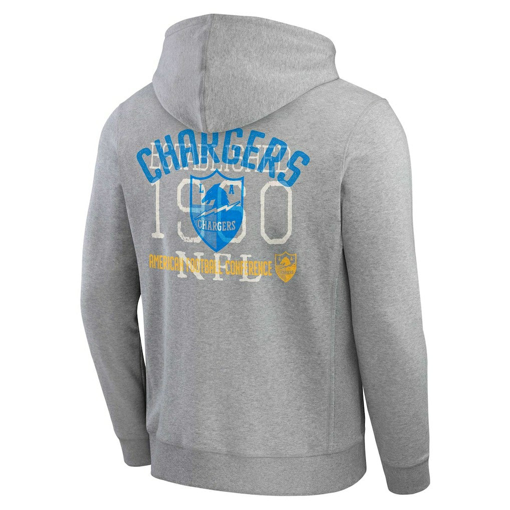 Los Angeles Chargers Darius Rucker Collection Vintage Stripe Full-Zip Hoodie - Heather Gray sale