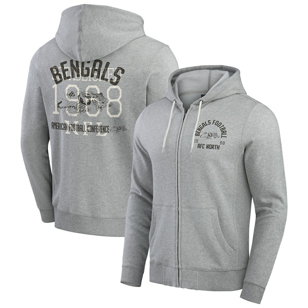 Cincinnati Bengals Darius Rucker Collection Vintage Stripe Full-Zip Hoodie - Heather Gray sale