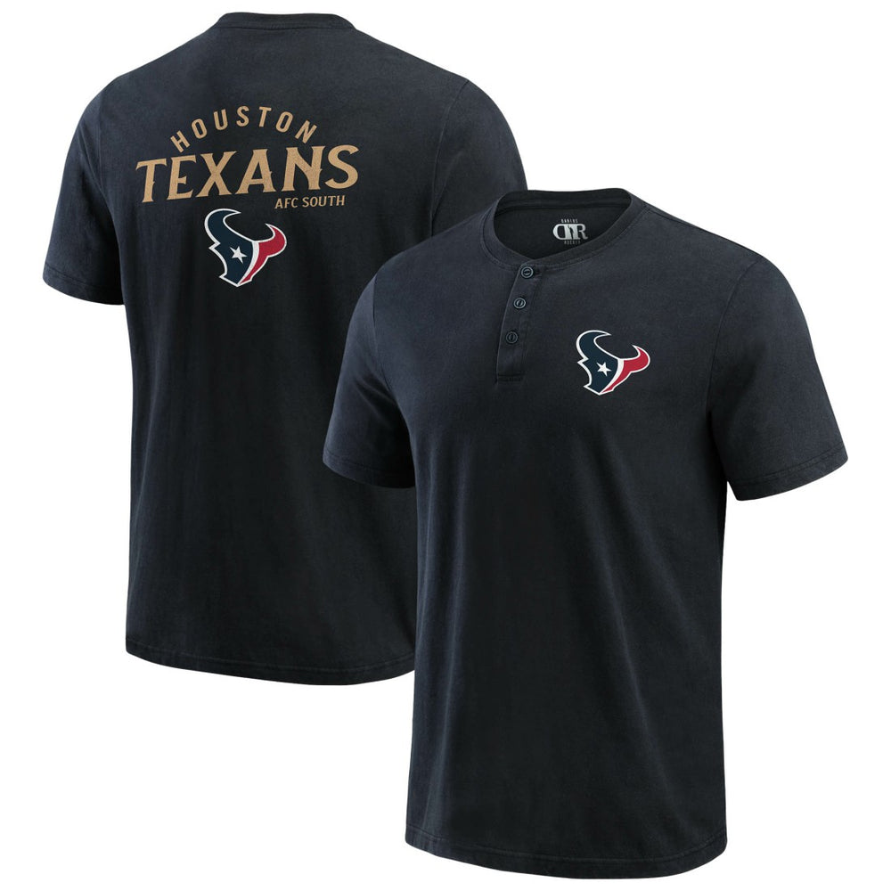 Houston Texans Darius Rucker Collection Washed Henley T-Shirt - Black for sale