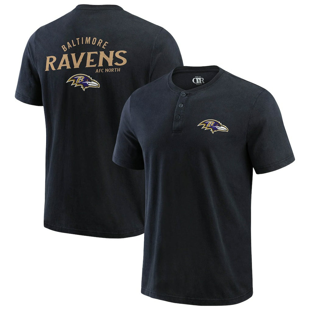 Baltimore Ravens Darius Rucker Collection Washed Henley T-Shirt - Black online