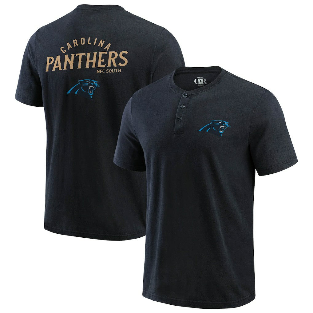 Carolina Panthers Darius Rucker Collection Washed Henley T-Shirt - Black outlet