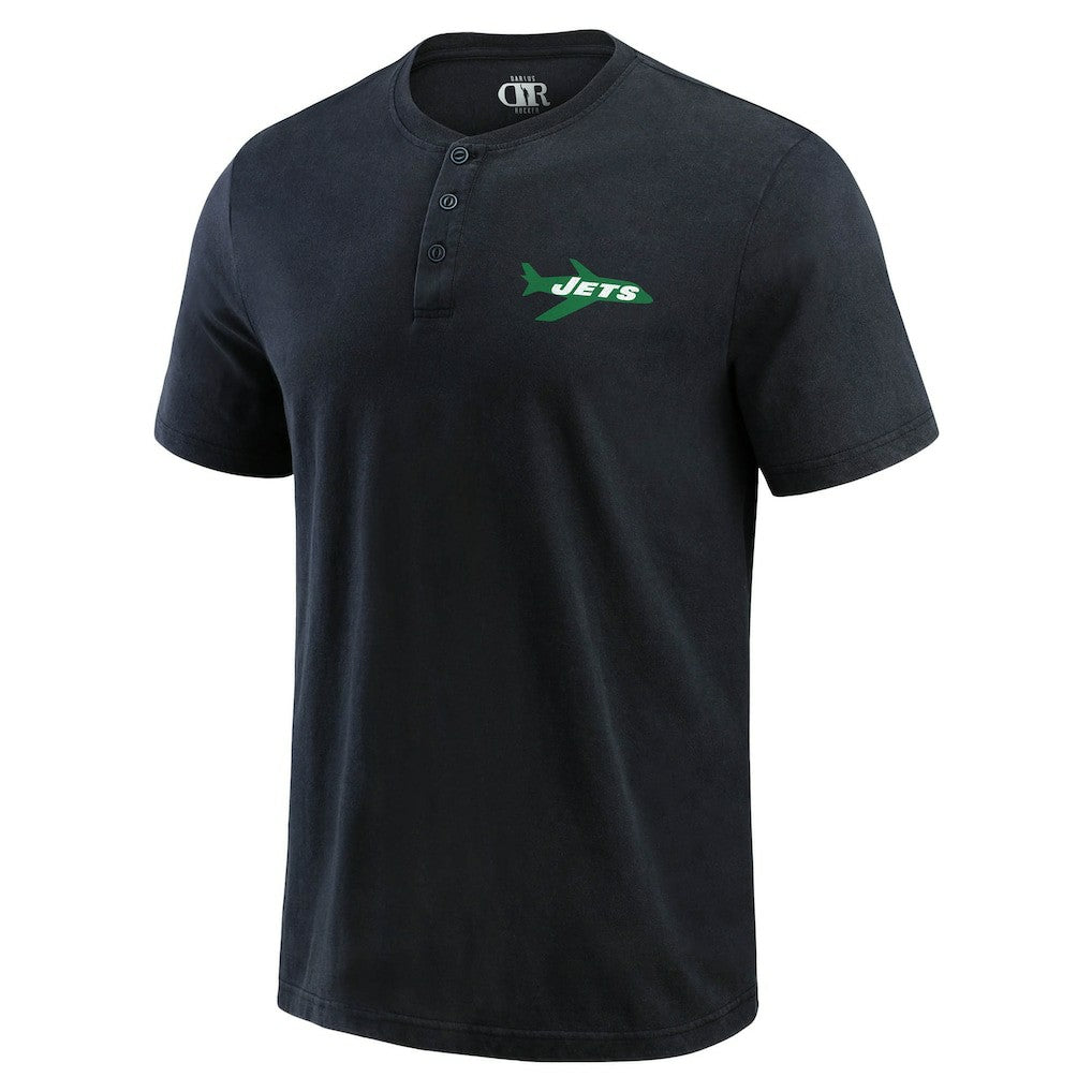 New York Jets Darius Rucker Collection Washed Henley T-Shirt - Black sale