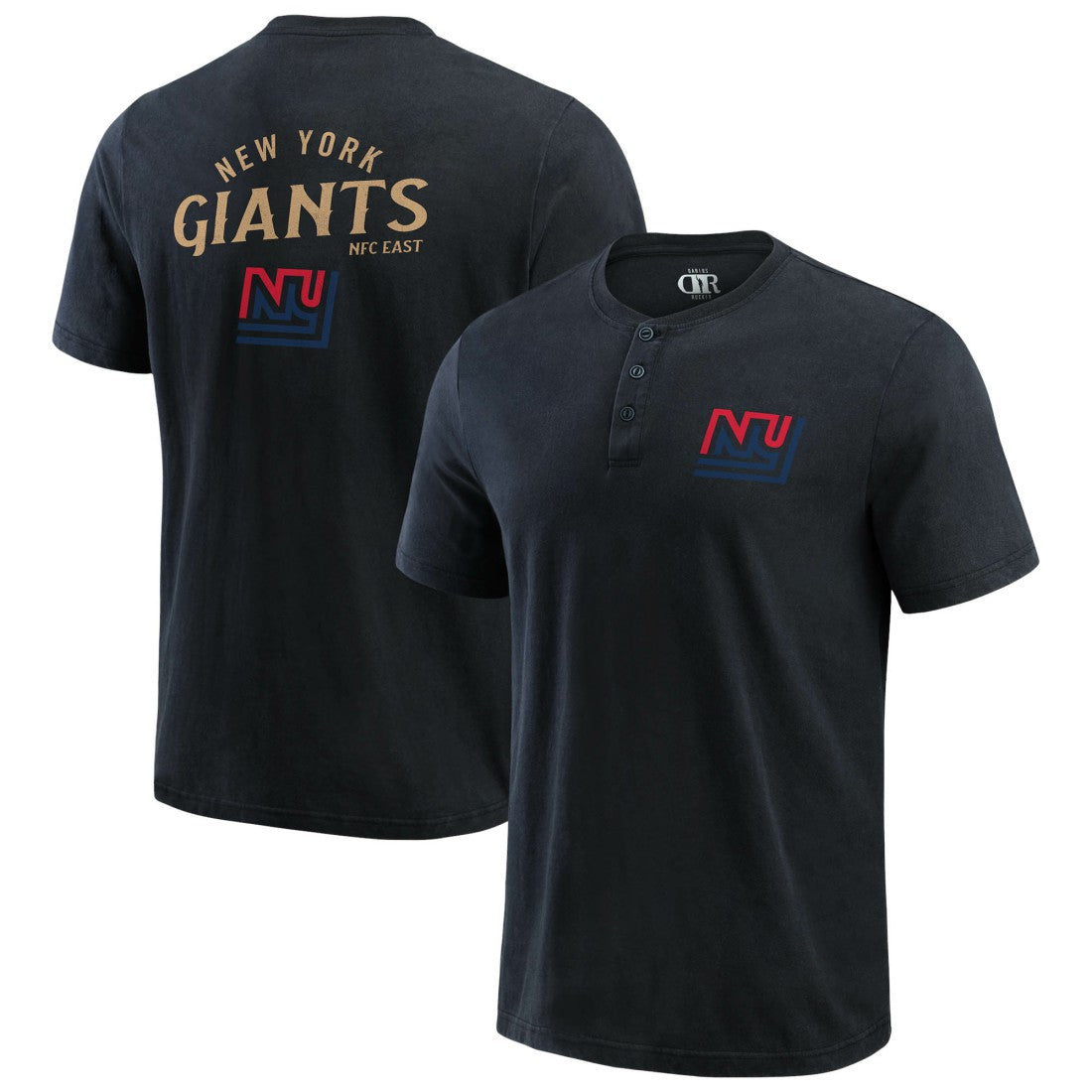 New York Giants Darius Rucker Collection Washed Henley T-Shirt - Black cheap