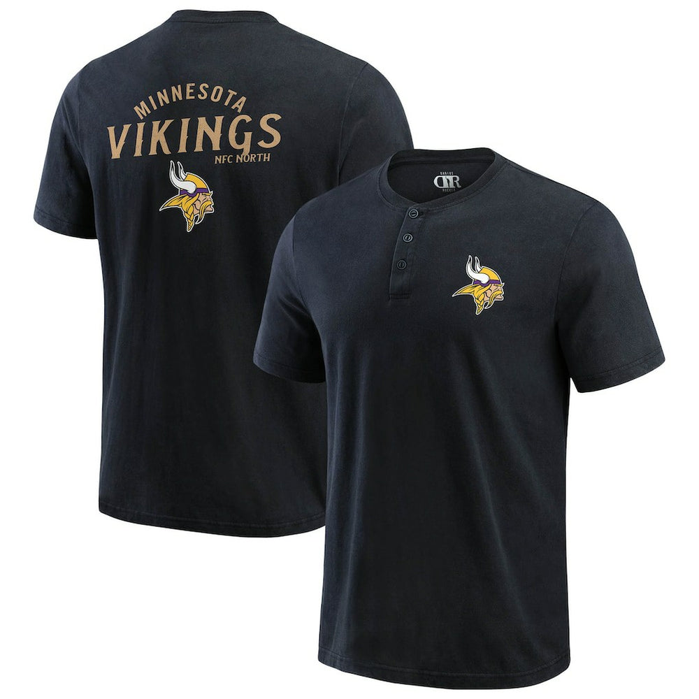 Minnesota Vikings Darius Rucker Collection Washed Henley T-Shirt - Black discount