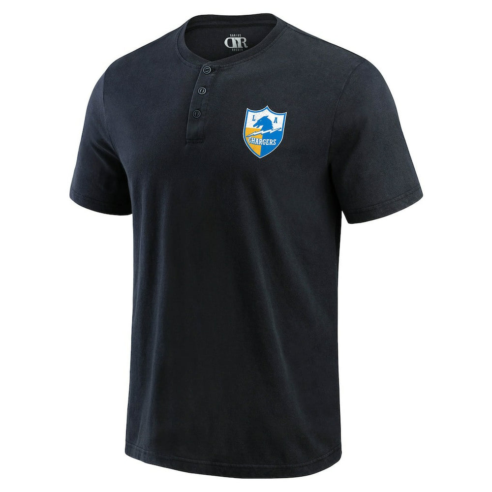 Los Angeles Chargers Darius Rucker Collection Washed Henley T-Shirt - Black discount