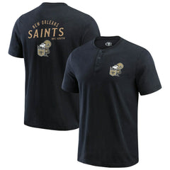 New Orleans Saints Darius Rucker Collection Washed Henley T-Shirt - Black for sale