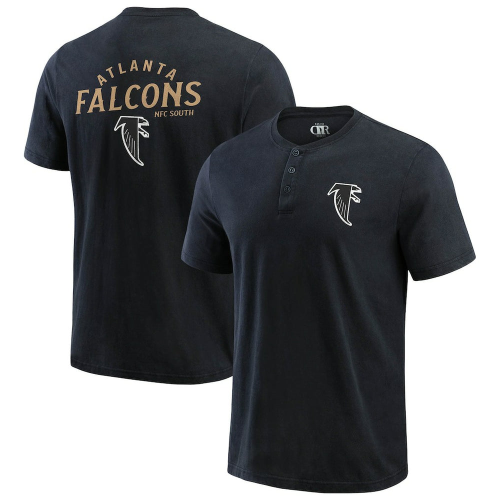Atlanta Falcons Darius Rucker Collection Washed Henley T-Shirt - Black cheap