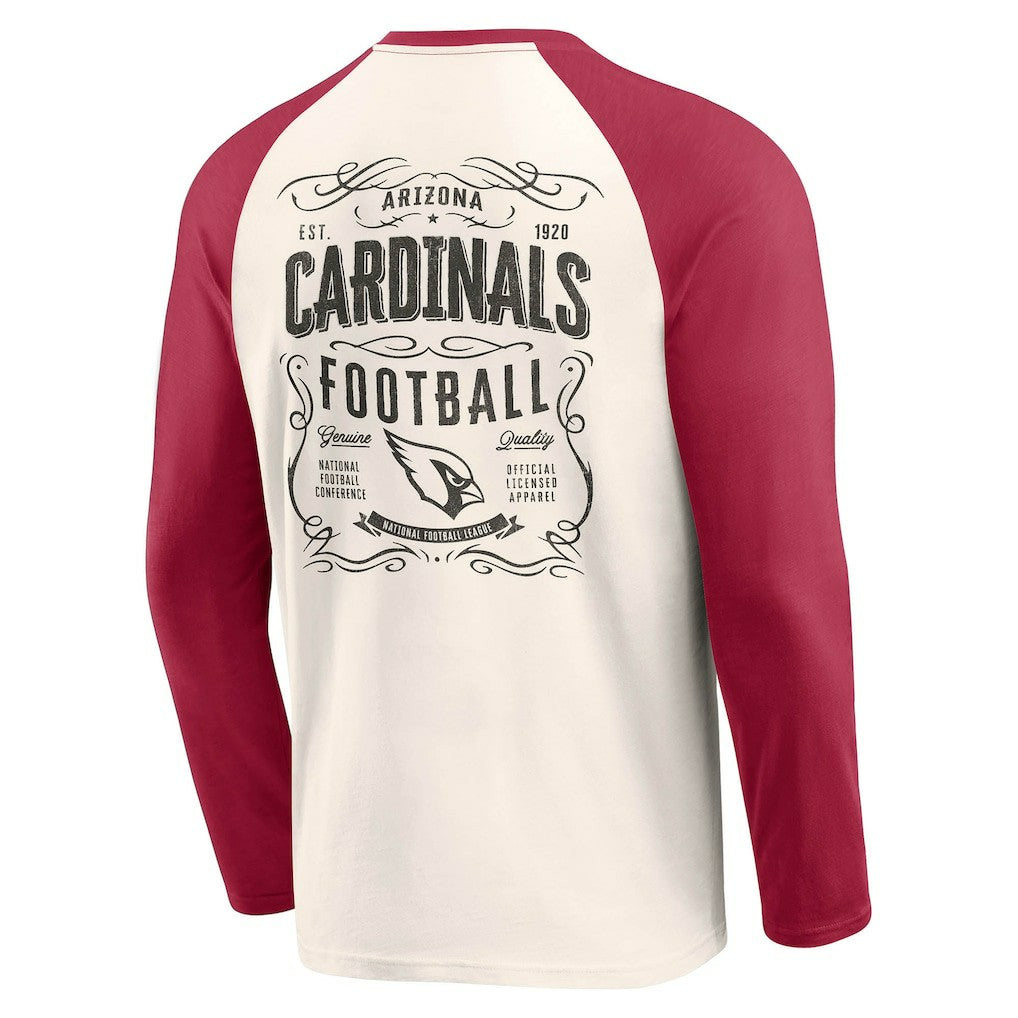 Arizona Cardinals Darius Rucker Collection Raglan Henley T-Shirt - Cream/Cardinal on sale
