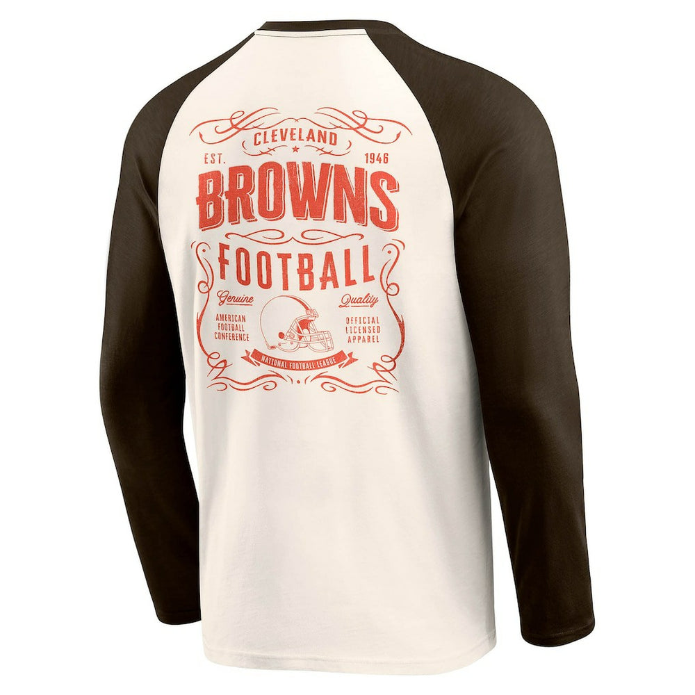 Cleveland Browns Darius Rucker Collection Raglan Henley T-Shirt - Cream/Brown discount