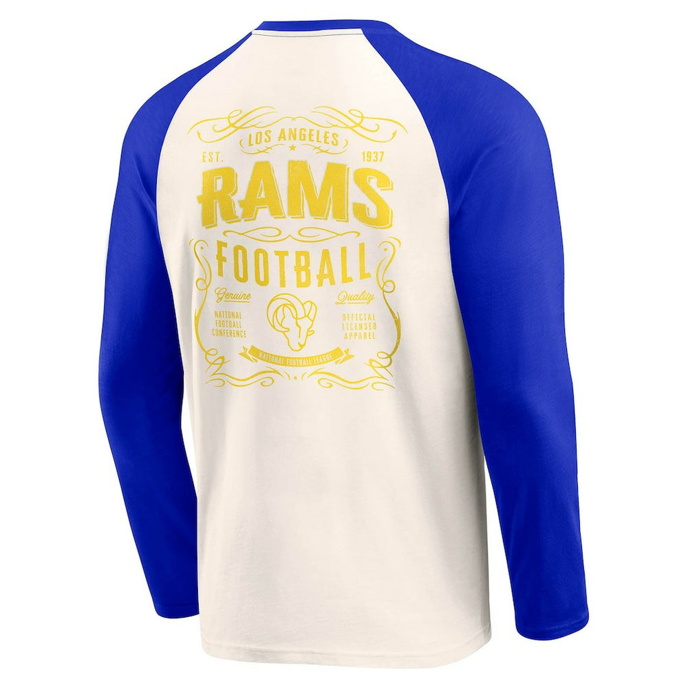 Los Angeles Rams Darius Rucker Collection Raglan Henley T-Shirt - Cream/Royal outlet