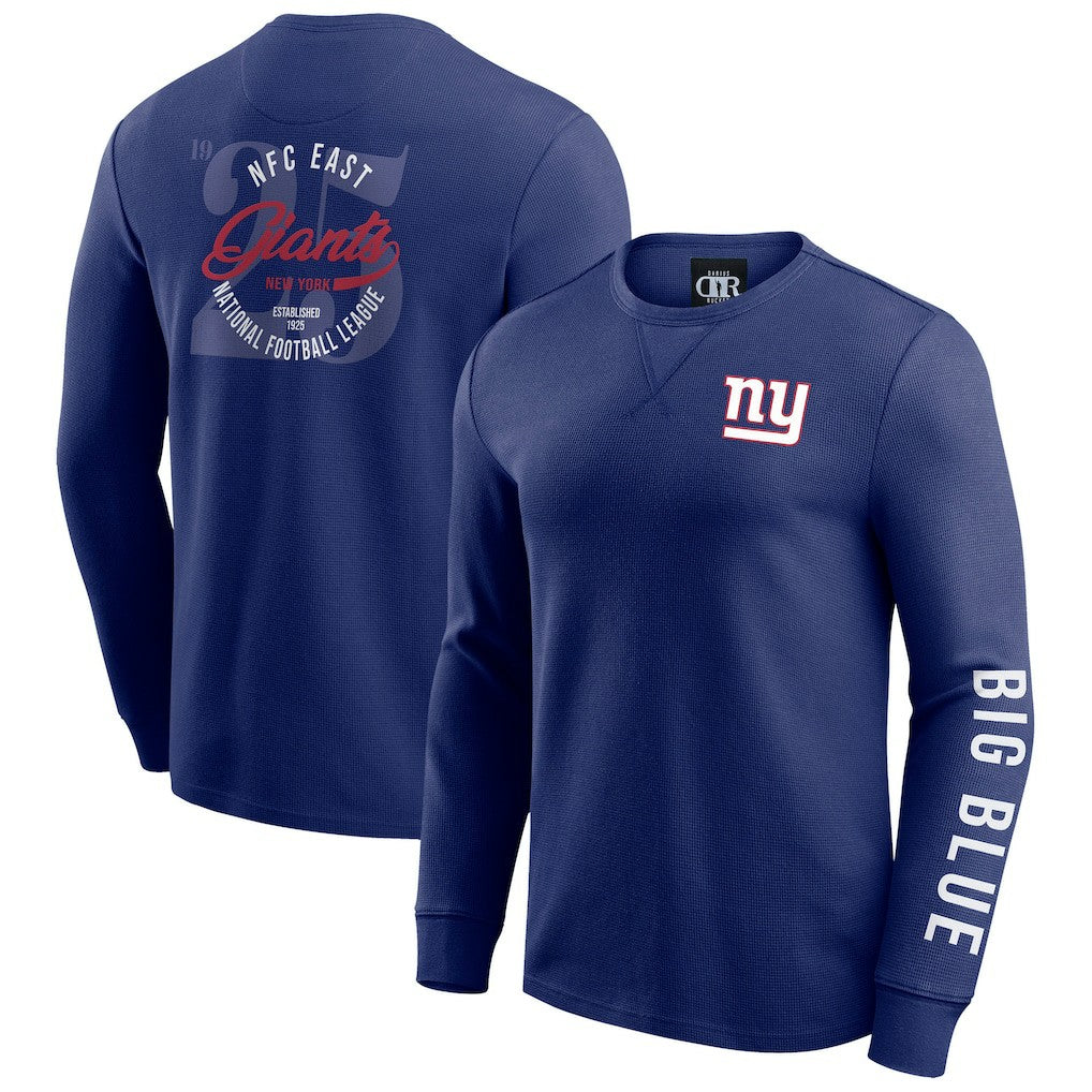 New York Giants Darius Rucker Collection Washed Waffle-Knit Long Sleeve T-Shirt - Royal for sale