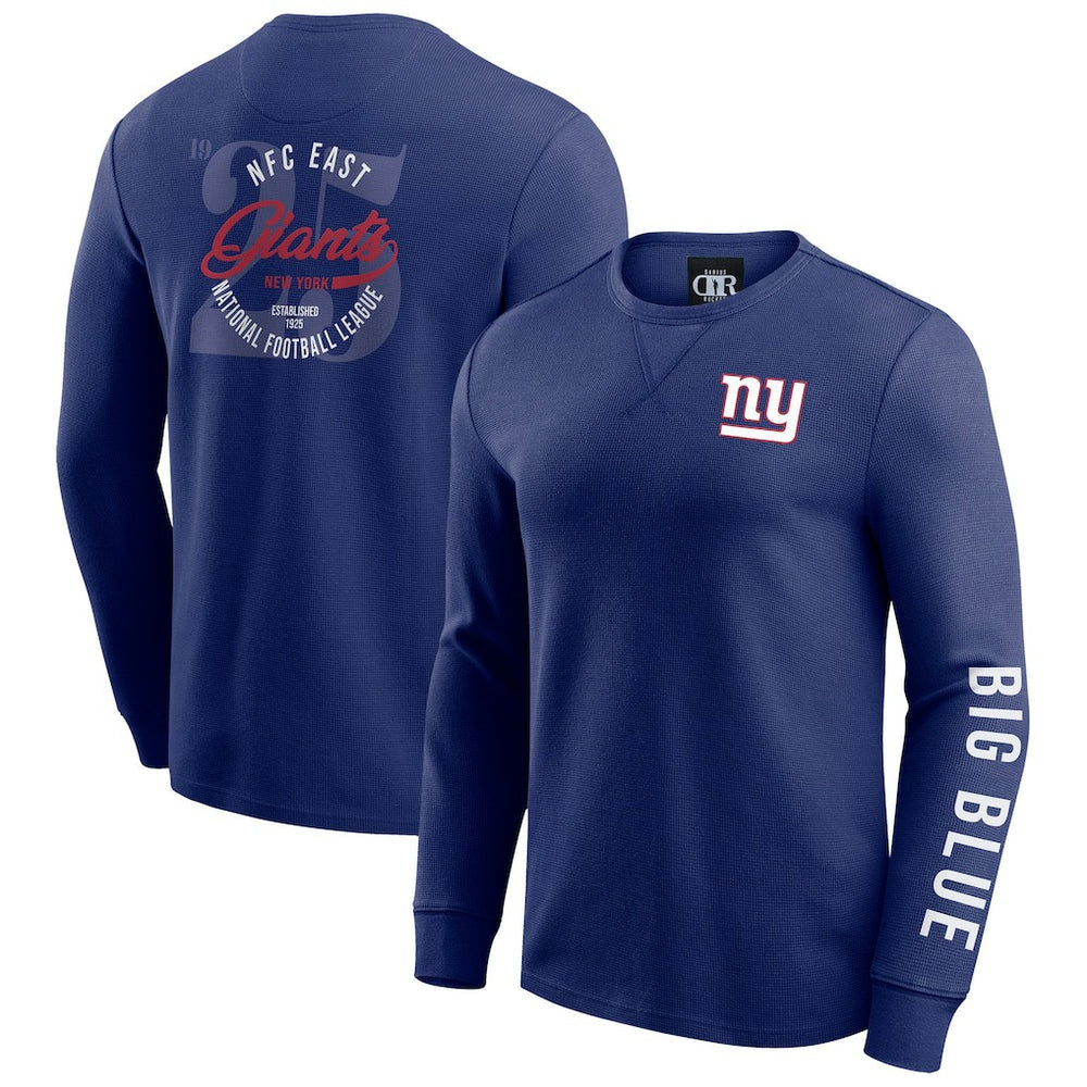 New York Giants Darius Rucker Collection Washed Waffle-Knit Long Sleeve T-Shirt - Royal for sale