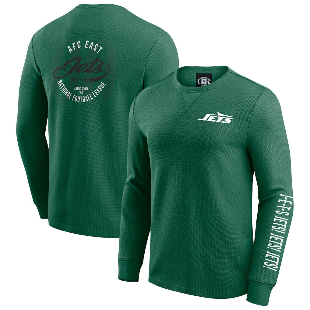 New York Jets Darius Rucker Collection Washed Waffle-Knit Long Sleeve T-Shirt - Green on sale