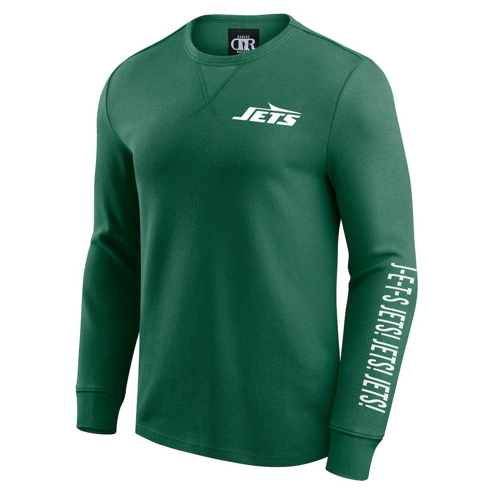 New York Jets Darius Rucker Collection Washed Waffle-Knit Long Sleeve T-Shirt - Green on sale