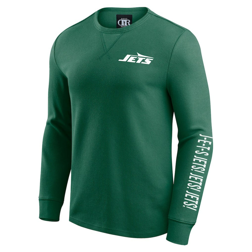 New York Jets Darius Rucker Collection Washed Waffle-Knit Long Sleeve T-Shirt - Green on sale