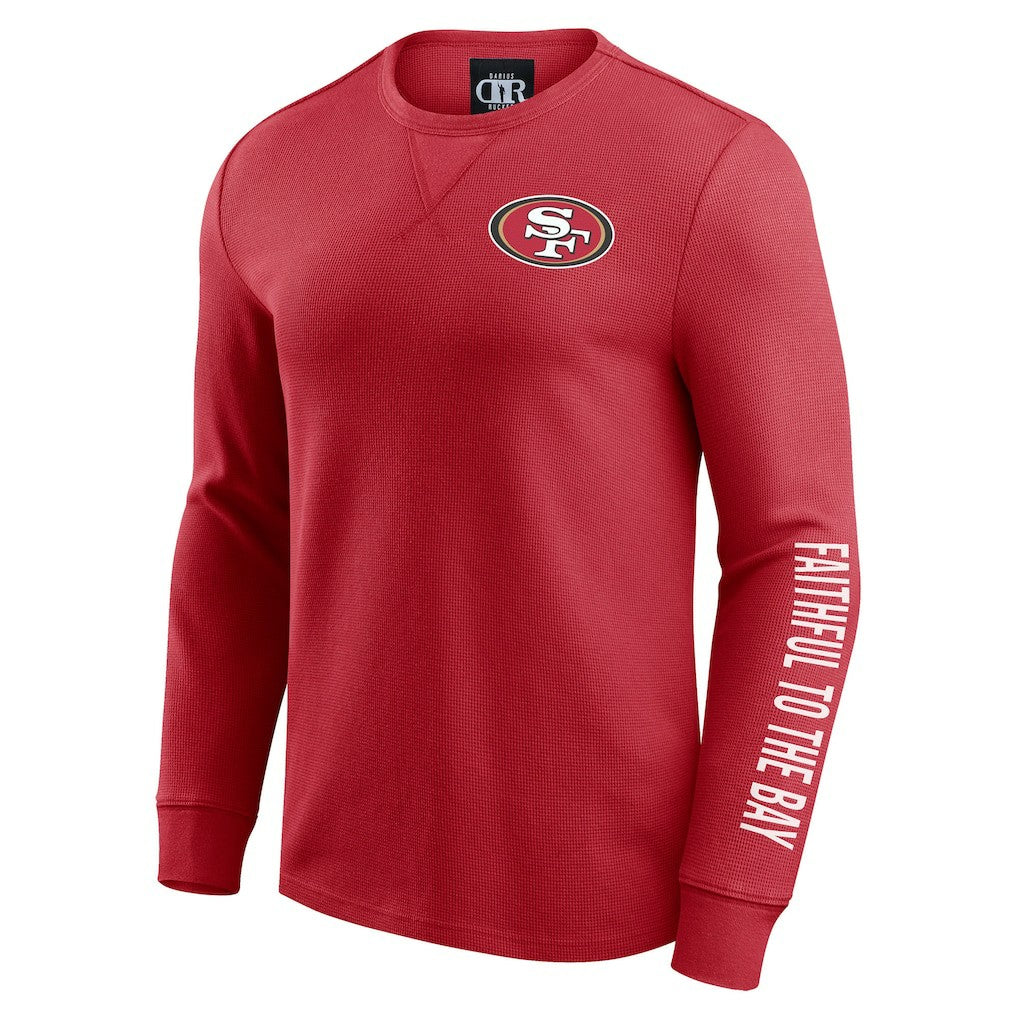 San Francisco 49ers Darius Rucker Collection Washed Waffle-Knit Long Sleeve T-Shirt - Scarlet sale