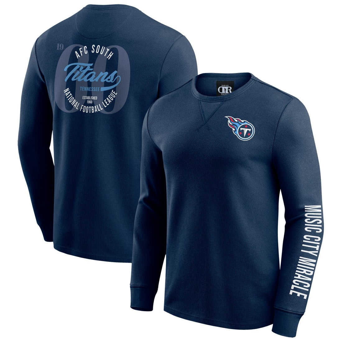 Tennessee Titans Darius Rucker Collection Washed Waffle-Knit Long Sleeve T-Shirt - Navy outlet