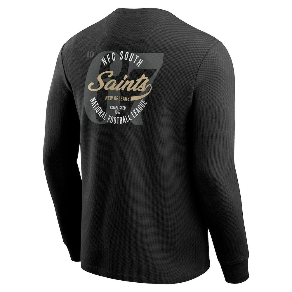 New Orleans Saints Darius Rucker Collection Washed Waffle-Knit Long Sleeve T-Shirt - Black cheap