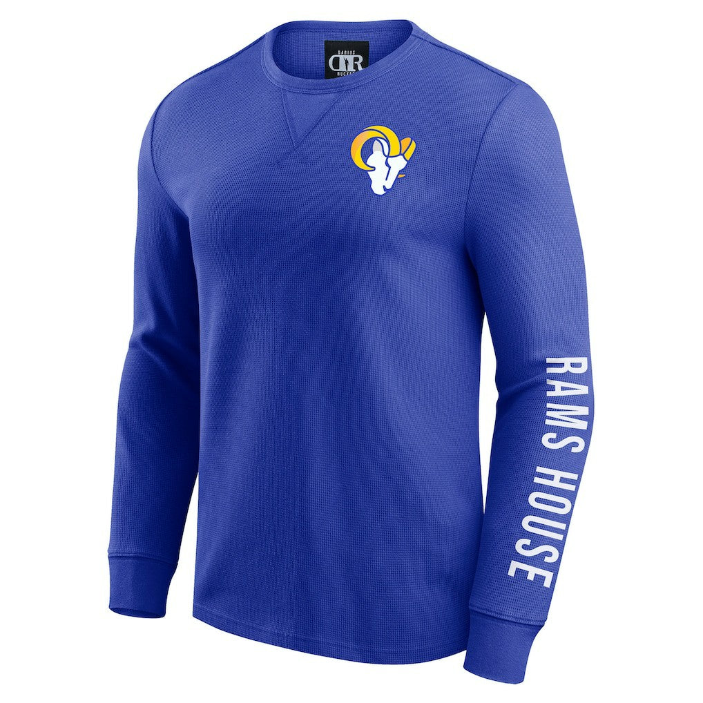 Los Angeles Rams Darius Rucker Collection Washed Waffle-Knit Long Sleeve T-Shirt - Royal for sale