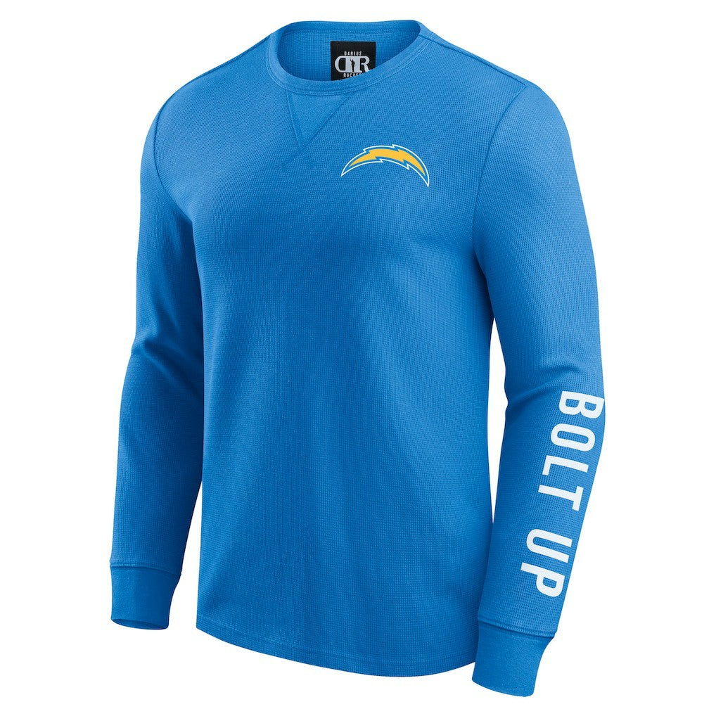 Los Angeles Chargers Darius Rucker Collection Washed Waffle-Knit Long Sleeve T-Shirt - Powder Blue cheap
