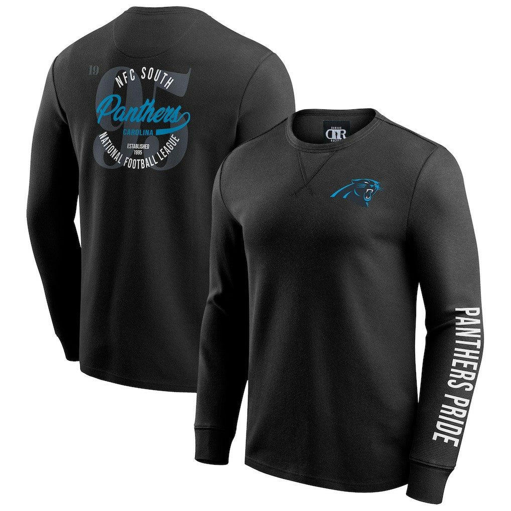 Carolina Panthers Darius Rucker Collection Washed Waffle-Knit Long Sleeve T-Shirt - Black online