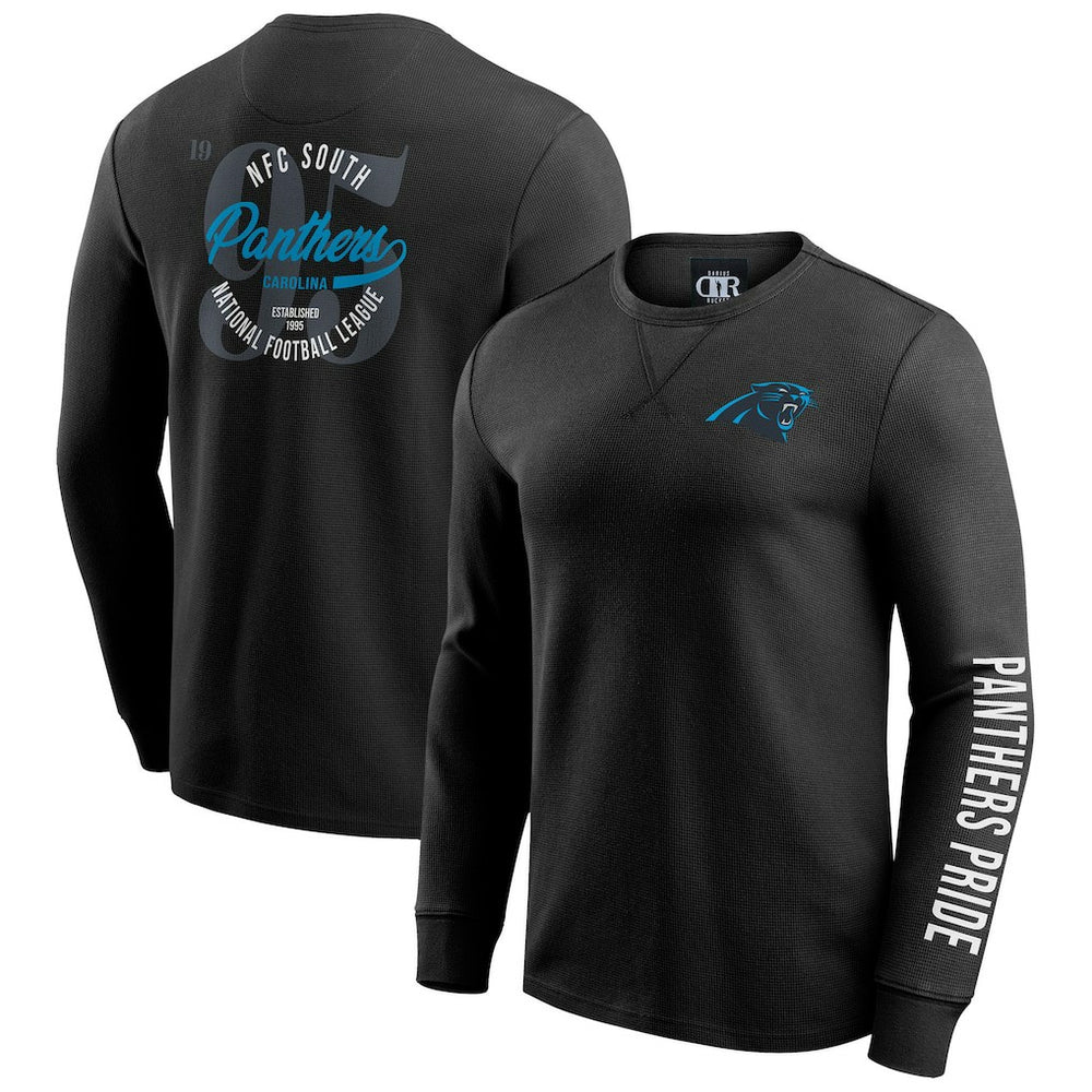 Carolina Panthers Darius Rucker Collection Washed Waffle-Knit Long Sleeve T-Shirt - Black online