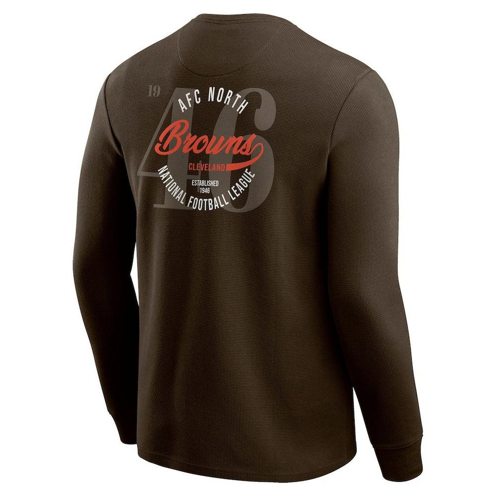 Cleveland Browns Darius Rucker Collection Washed Waffle-Knit Long Sleeve T-Shirt - Brown on sale