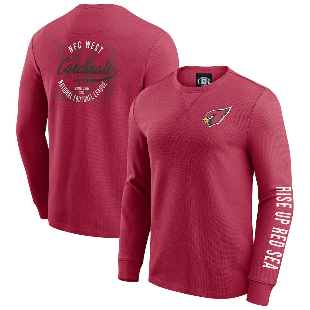 Arizona Cardinals Darius Rucker Collection Washed Waffle-Knit Long Sleeve T-Shirt - Red cheap