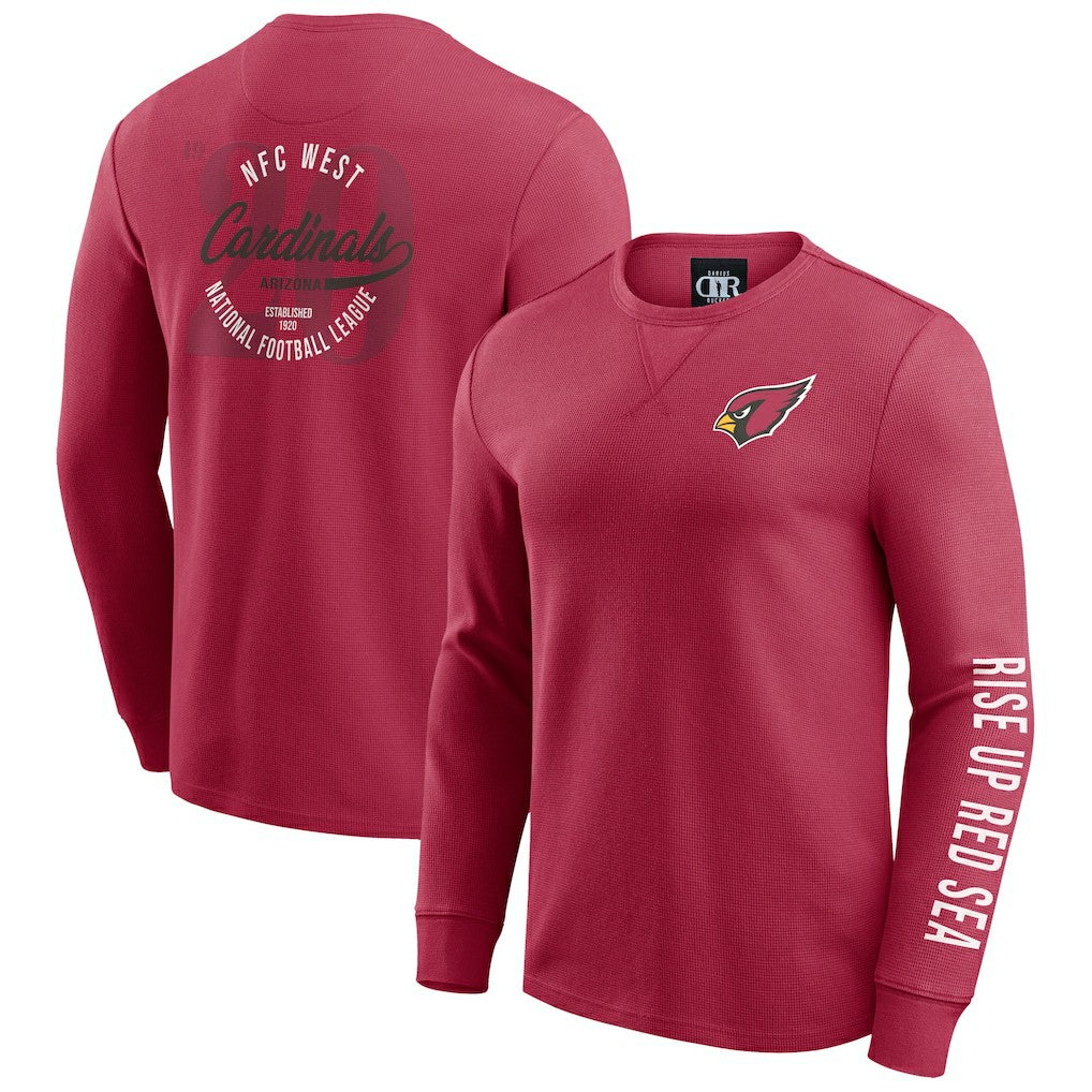 Arizona Cardinals Darius Rucker Collection Washed Waffle-Knit Long Sleeve T-Shirt - Red cheap