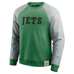 New York Jets Darius Rucker Collection Throwback Color Block Raglan Pullover Sweatshirt - Kelly Green/Heather Gray outlet